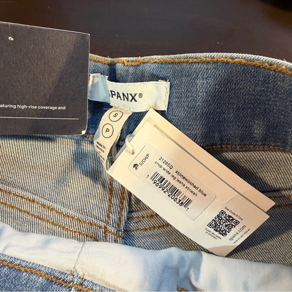 NWT SPANX ‘Cropped Wide Leg Jeans’ in “Stonewashed Blue” Size Small - Picture 7 of 16